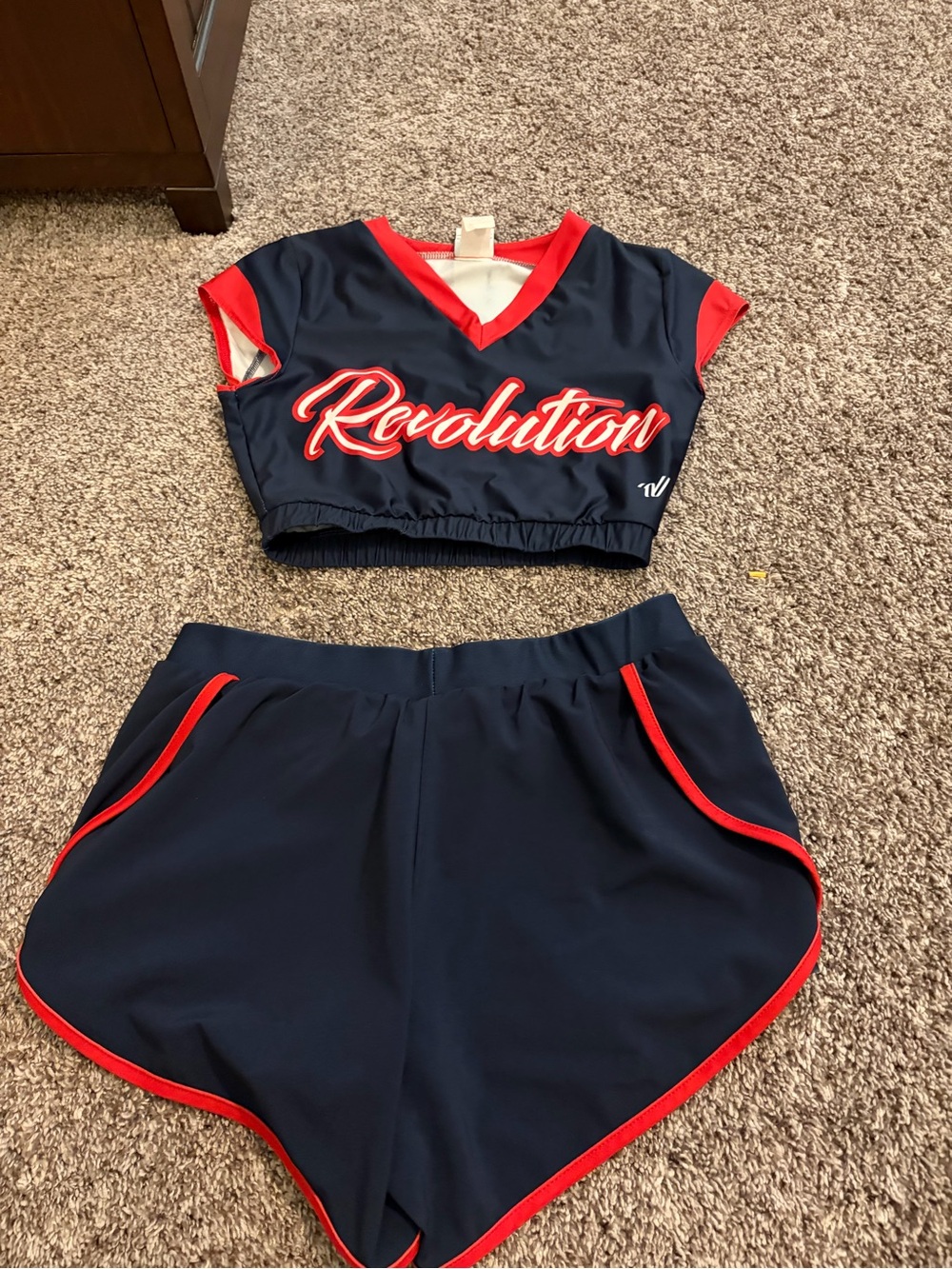 Varsity Navy and Red Cropped Top set